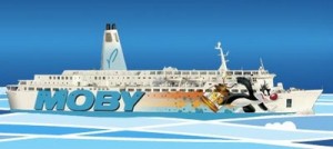 Grosminet sur le bateau de Moby Lines