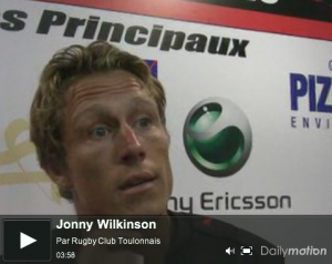 Jonny Wilkinson réagit après la victoire du RCT sur BRIVE